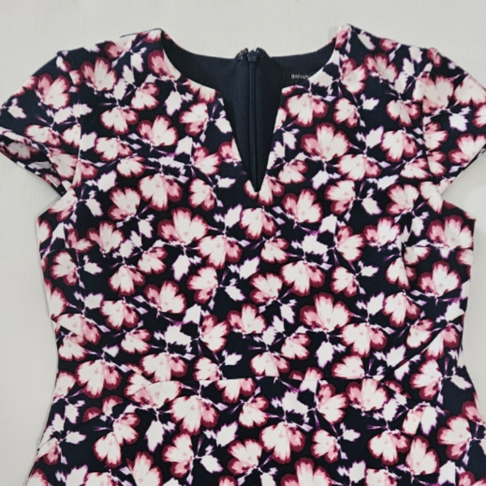Banana Republic Navy and Pink Floral Mini Dress, 0, NWT ✔️ - Picture 5 of 8